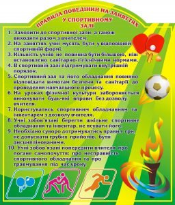 Стенд "Правила поведінки на заняттях у спортивному залі" (Артикул: 3-0611)  