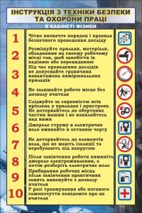 Стенд "Інструкція з техніки безпеки та охорони праці" (Артикул: 7-ФІЗ-014)  