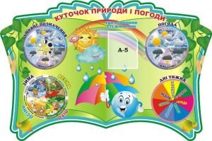 Стенд "Куточок природи і погоди" з рухомими стрілками (Артикул: 3-1935)  