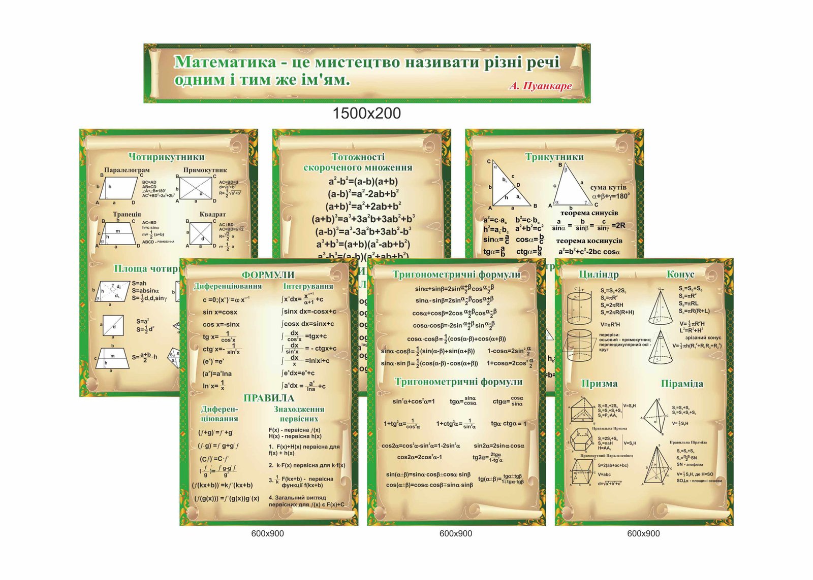  Комплект стендів для кабінету математики “Формули” (Артикул: 8-2026 