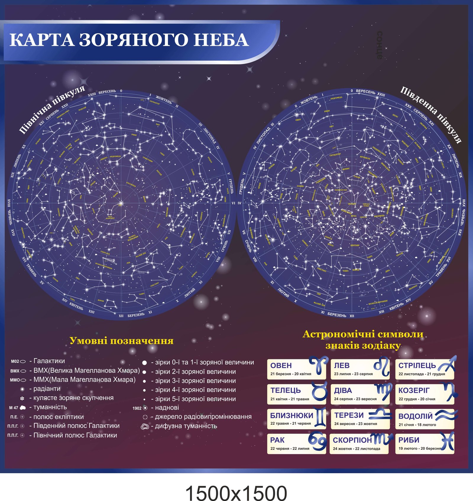 Карта неба в день рождения