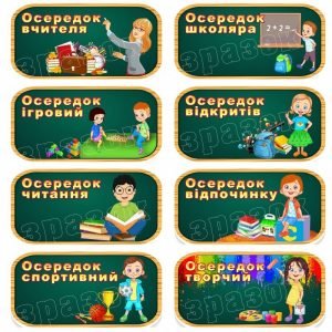 Набір табличок "Навчальні осередки. Біля дошки" НУШ 0097  