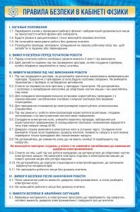 Стенд ламінований "Правила безпеки в кабінеті фізики" (Артикул: 9-0369)  