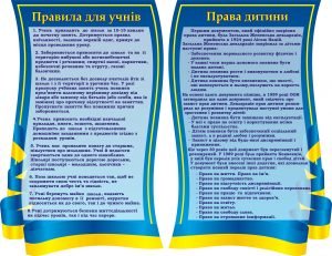 Набір стендів "Правила для учнів та права дитини" (Артикул: 3-0076)  