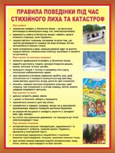 Наліпка «Правила поведінки під час стихійного лиха та катастроф» (Артикул: 3-1005)  