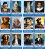 Портрети видатних географів та мореплавців в асортименті (Артикул: 3-2352)  