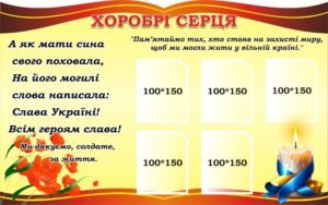 Пластиковий стенд «Хоробрі серця» для вшанування пам’яті героїв (Артикул: 3-0321)