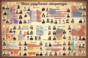 Пластиковий стенд «Мапа зарубіжної літератури» (Артикул: 3-1112)  