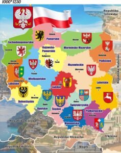 Пластиковий стенд «Адміністративний поділ Польщі» (Артикул: 3-1115)  